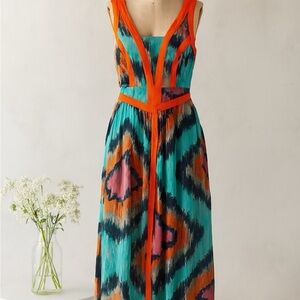 Gianni Bini Vibrant Teal and Orange Maxi Dress